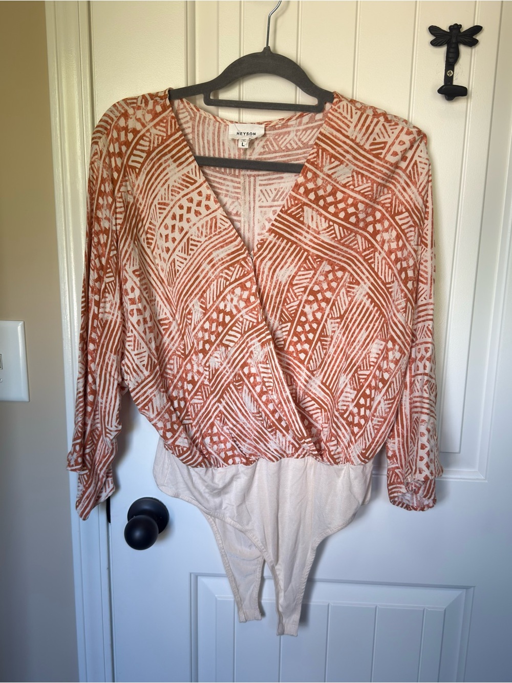 Heyson Rust and Cream Bodysuit Surplice